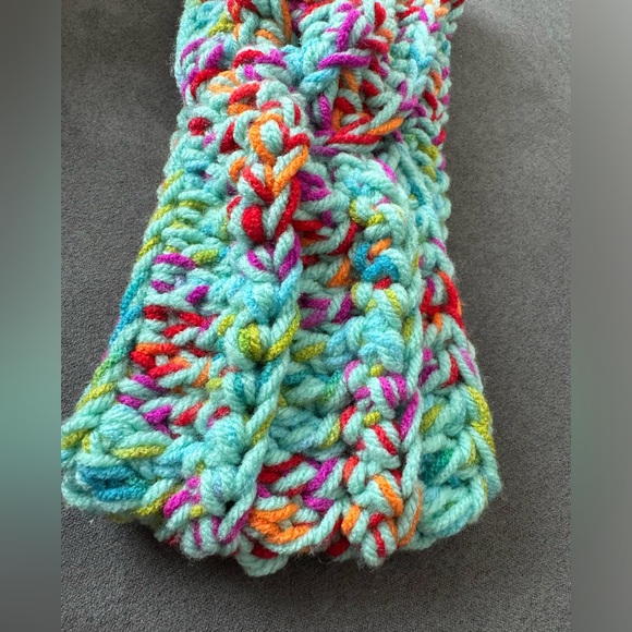 Crocheted Handcrafted Mint Green and Multicolor Ear Warmer - Picture 3 of 3